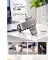 Kompakt Tasarımlı 128GB Çok Amaçlı USB Flash Bellek Lightning Type C Girişli Taşınabilir Depolama