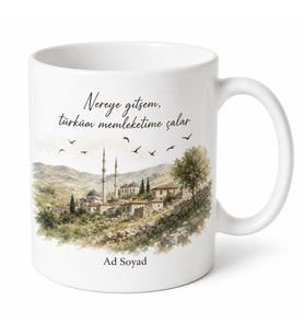 Gurbette Memleket Türküsü Temalı Kupa Bardak Nostaljik Hediye