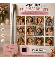 12'li Kare Fotoğraf Magneti Kız Çocuğuna Kişiselleştirilebilir Çocukluk Anıları Hediye Seti