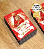 6 Ay Kınası Temalı Kişiye Özel Resimli Doğum Günü Magneti  8x6 Cm 10 Adet (Kırmızı)
