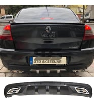 Renault Megane 2 Sedan Difüzör Arka Tampon Eki 2 Egzoz Çıkışlı Siyah