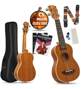 Fourtune Sydra UKS-21M Soprano Ukulele Maun Ağacı Profesyonel Ukulele Seti