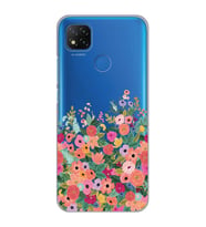 Xiaomi Redmi 9C / 10A Uyumlu Renkli Çiçekler Tasarımlı Şeffaf Telefon Kılıfı