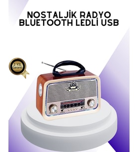 Nostalji Bluetooth Radyo FM AM SW Ahşap Eskitme Tasarım