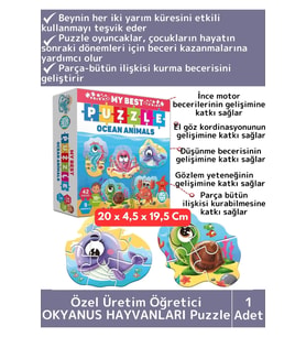 Premium Çocuk Zeka El Göz Koordinasyonu Geliştirici Öğretici Eğlenceli OKYANUS HAYVANLARI Puzzle