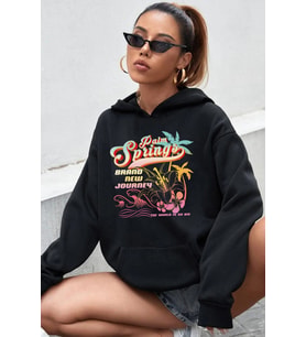Unisex Oversize Brand New Journey Baskılı Sweatshirt (Siyah)