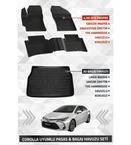 Toyota Corolla Sedan 2019-2025 Uyumlu LİNER Marka 3D Bagaj Havuzu + SAHLER 4.5D Havuzlu Oto Paspas