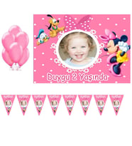 Minnie Çocuğunuza Özel Fotoğraflı Doğum Günü Süsleme Seti-