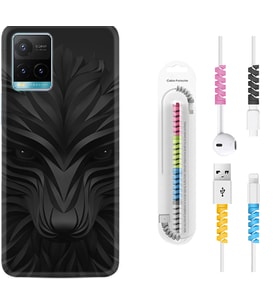 Vivo Y11S Y21S Y20 Y20S Y70 Kılıf Kablo Koruma Spiral Silikon Black Fox 1325