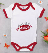 BK Kids Darluk Tasarımlı Kırmızı Bebek Body Zıbın-1