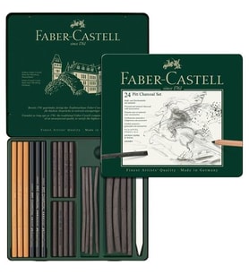 Faber Castell Pitt Charcoal İşlenmiş Kömür Seti 24 Parça 
