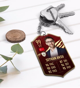 BK Gift Kişiye Özel Ahşap Anahtarlık Futbolcu Kartı-3