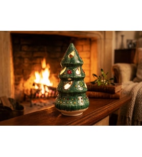 %100 El Emeği Çam Ağacı Dekoratif Tealight Mumluk 23x12cm