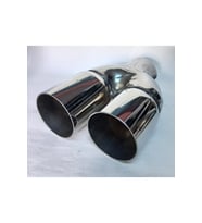 Çift yönlü 76 mm. Full paslanmaz krom çiftli 1 adet egzoz ucu eksoz başlığı krom