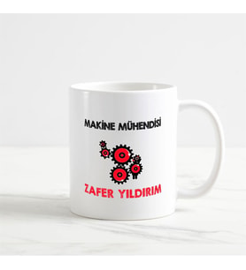 Makine Mühendisi Kupa Bardak (2. Tasarım) (Beyaz)