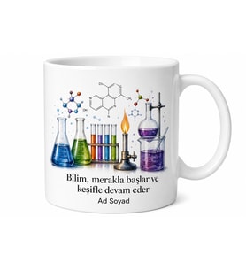 Kişiye Özel Deney Masası Baskılı Kupa Bardak Bilim Hediye