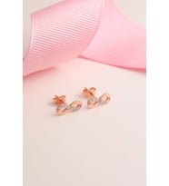 925 Ayar Gümüş Zirkon Taşlı Sonsuzluk İşareti Küpe - Rose