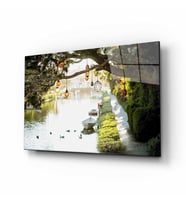  ÇiçekDoğa Manzara Cam Tablo 4mm Dayanıklı Temperli Cam (Çok Renkli)