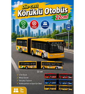 Metal Gövdeli Körüklü Otobüs 1:50 Ölçek Diecast Oyuncak Araç 22 cm