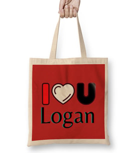 Logan Name personalized Custom Vintage Retro Rainbow Design Gift Baby-Gift For Him Bez Çanta Uzun Saplı
