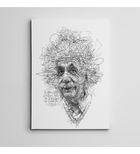 Albert Einstein Çizim Mini Kanvas Tablo