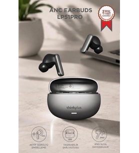 Lenovo Thinkplus Bluetooth Kulaklık Akıllı Anc Tws 5.4 Kablosuz Kulaklık LP51 Pro Gri
