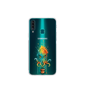 Samsung Galaxy A20S ile uyumlu Splash ahtapot tasarımlı şeffaf silikon kılıf