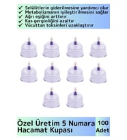 Özel Üretim Yüksek Kaliteli Selülit Çatlak Giderici Vakumlu 5 Numara Hacamat Kupası 100 Adet