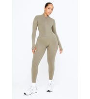 TALA Seamless Zip Up Spor Ceket - Taupe