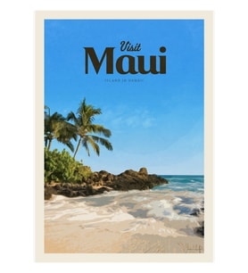 Maui Tablo Ahşap Poster Dekoratifnı Ziyaret Edin
