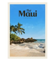 Maui Tablo Ahşap Poster Dekoratifnı Ziyaret Edin