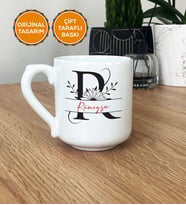 R Harfli İsme Özel Hediye Kupa Bardak Oval İsimli İsim Yazılı (Beyaz)