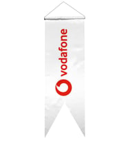 Vodafone Logolu Kırlangıç Bayrak 50x150 cm 1.Sınıf Saten Kumaş
