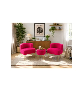 ÇAY SETİ İKİLİ KOLTUK BERJER VE PUF TAKIMI (SALON, BALKON, OFİS) 3 'LÜ TAKIM