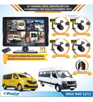 Kayıtlı 10" Dörde Bölünebilir 4 Kameralı Ahd 720P Okul Servisler Için Kamera Seti