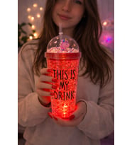 Led Işıklı This İs My Drink Temalı Pipetli İçecek Bardağı Sevimli Renkli Çılgın 450ML Suluk 2642KRMZ