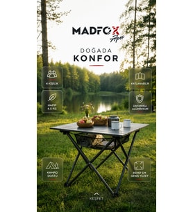 Madfox Apex Katlanabilir Alüminyum Kamp Masası (4 Kişilik)