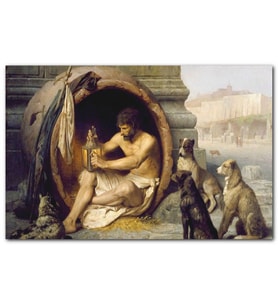 Cakatablo Fıçının İçindeki Diogenes ve Köpekler MDF Tablo