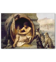 Cakatablo Fıçının İçindeki Diogenes ve Köpekler MDF Tablo