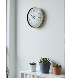 36 Cm Krem Dekoratif Duvar Saati (Standart)