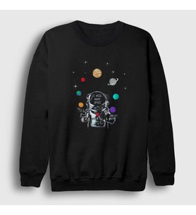 Presmono Unisex Siyah More Space Astronaut Space Astronot Uzay Sweatshirt 282641tt