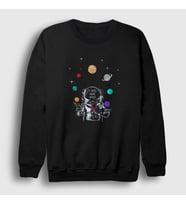 Presmono Unisex Siyah More Space Astronaut Space Astronot Uzay Sweatshirt 282641tt