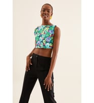 DESENLİ CROP BLUZ 