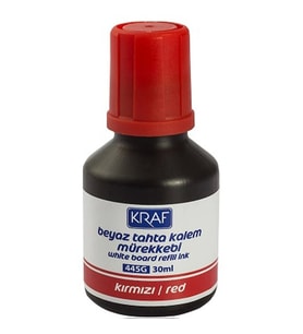 KRAF 445G BEYAZ TAHTA KALEM MÜREKKEBİ KIRMIZI 30ML.