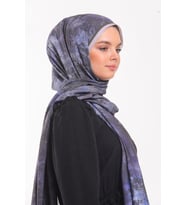 Eskitme Desen Modal Seri Şal Eşarp Askısı ile Birlikte 75x200 cm Siyah Gri-75x20