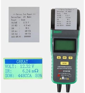 DUOYI DY2015B Termal Yazıcılı Otomotiv Akü Sistemi Test Cihazı 12V