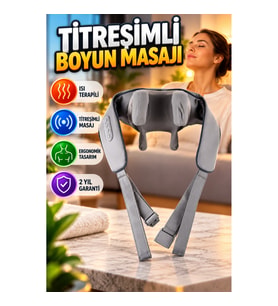 VNB-01 Titreşimli Boyun Masaj Aleti Gri Renk Isı Terapili Ergonomik Masaj Cihazı