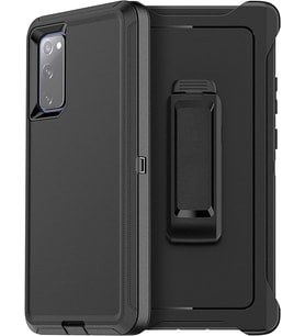 Samsung Galaxy S20 FE 5G (SADECE FE) Diğer Galaxy S20 modelleri ile uyumlu değildir) Defender Serisi Kılıf - SİYAH, sağlam ve dayanıklı, bağlantı noktası korumalı, kılıf klips desteği içerir