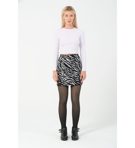 Spor Mini Etek Zebra Desen Jakar Kışlık Kumaş (Siyah)