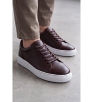 Asterio %100 Hakiki Deri Sararmayan Faylon Taban Sneaker Klasik Siyah Beyaz Ayakkabı